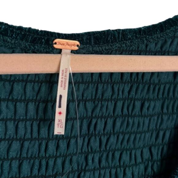 Free People Farrier Velvet Mini Dress Women's XL Green A-Line Long Sleeve NEW - Picture 3 of 7